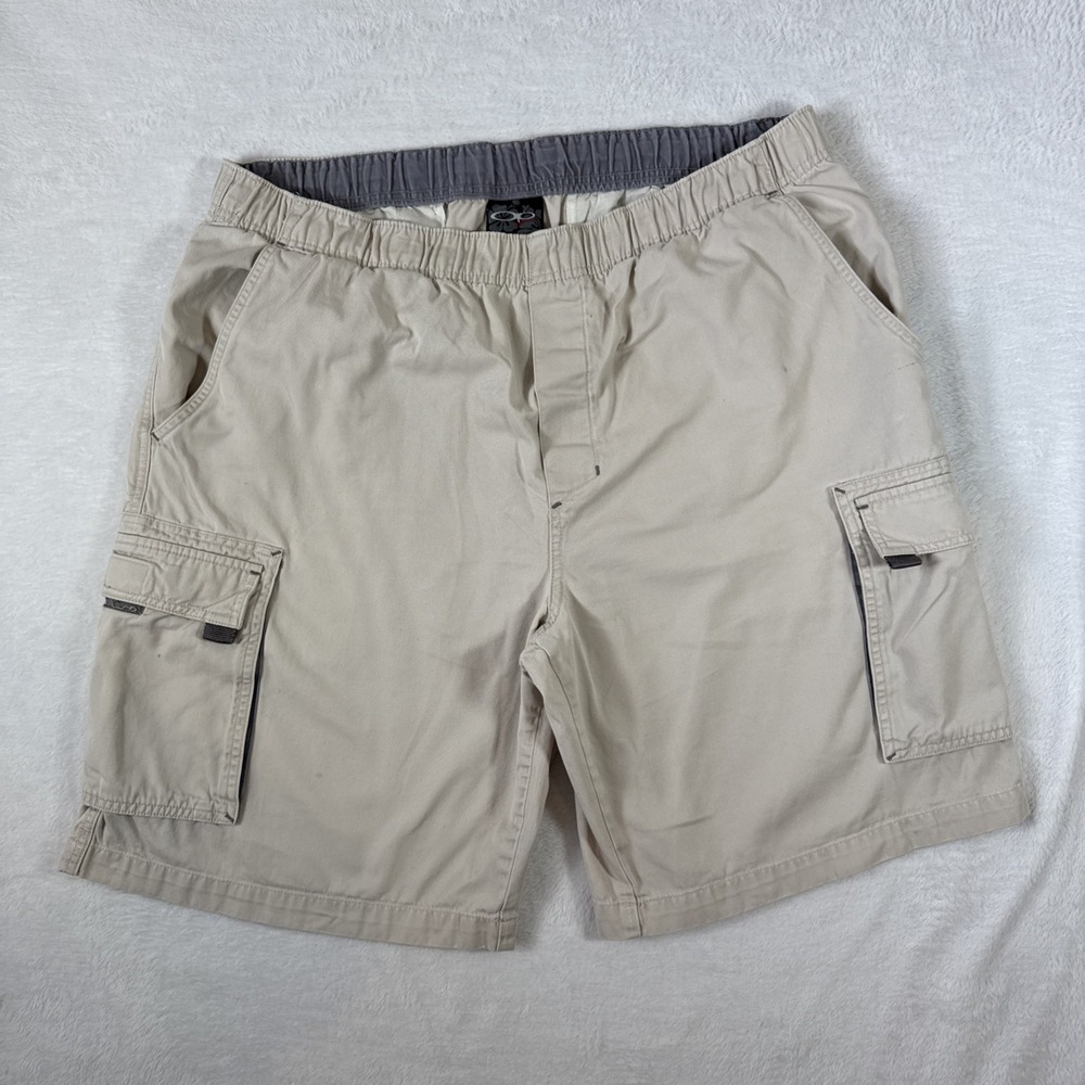 VTG OP 6 Pocket Cargo‎ Cotton Light Khaki Pullon Shorts XL Surf Grunge Skate